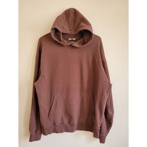 Everyday Sunday Montreal Mens XL Brown Organic Cotton Snap Neck Hoodie FW22